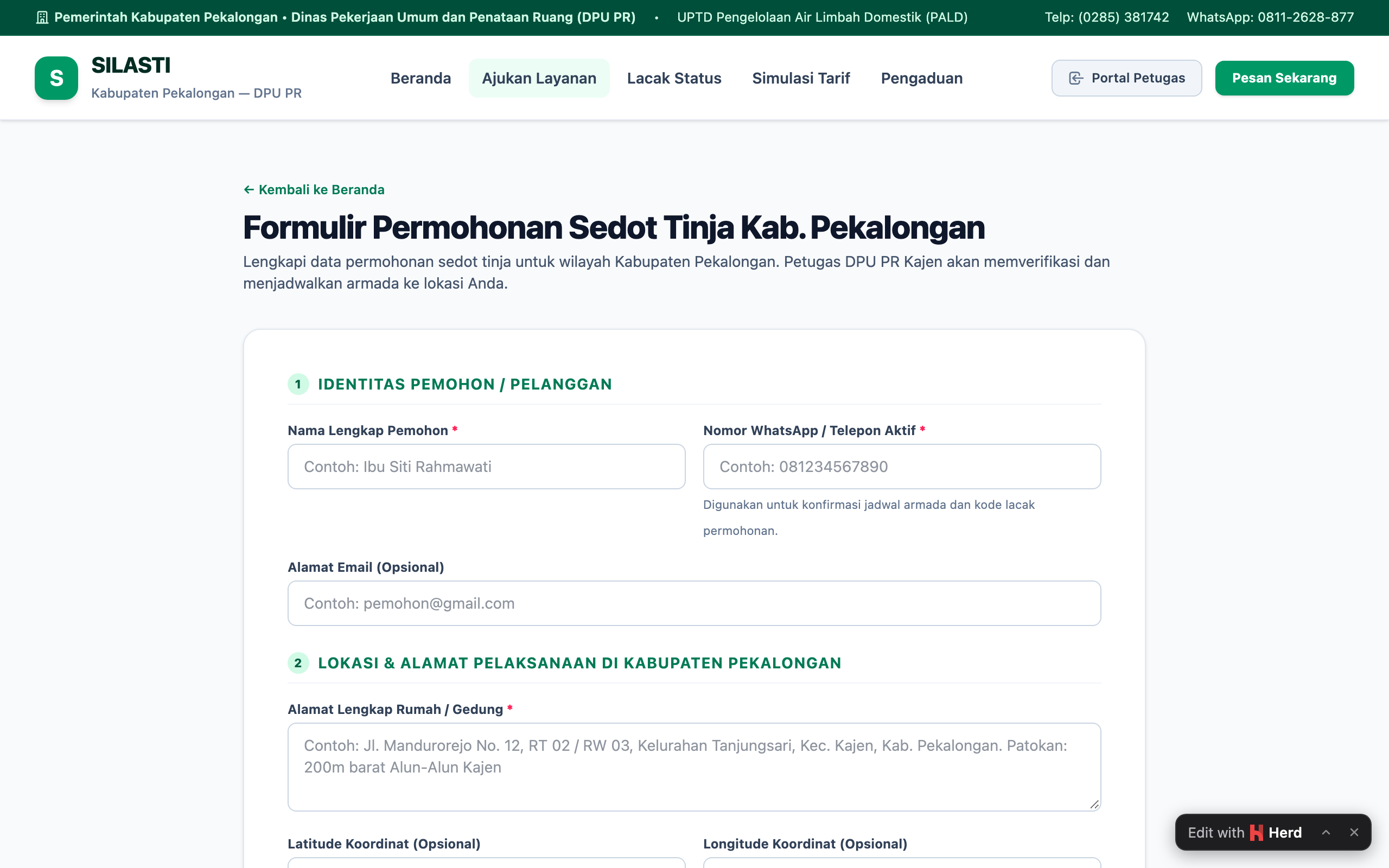 Formulir Pengajuan Sedot Tinja