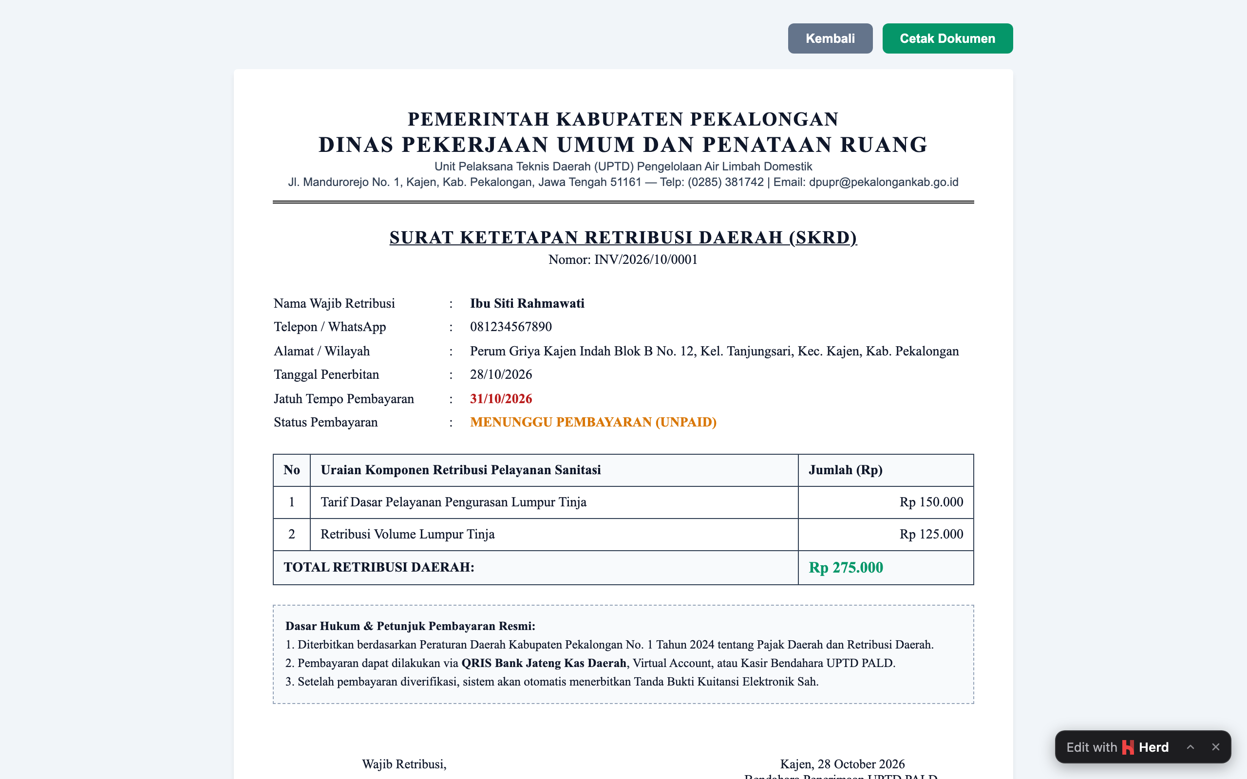 Invoice SKRD